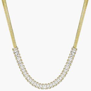 14K Gold Plated Baguette Crystal Necklace